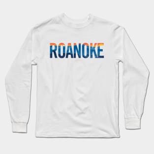 Roanoke pride illustration with mountains, star, city scape and sunset Long Sleeve T-Shirt